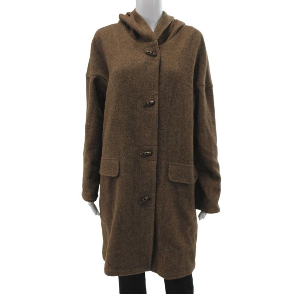 Kuna Women Overcoat Brown Herringbone Button Long Sleeve Size 1